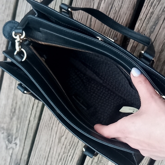 Kate spade black leather satchel crossbody handbag purse EUC tote bag authentic - Picture 7 of 11